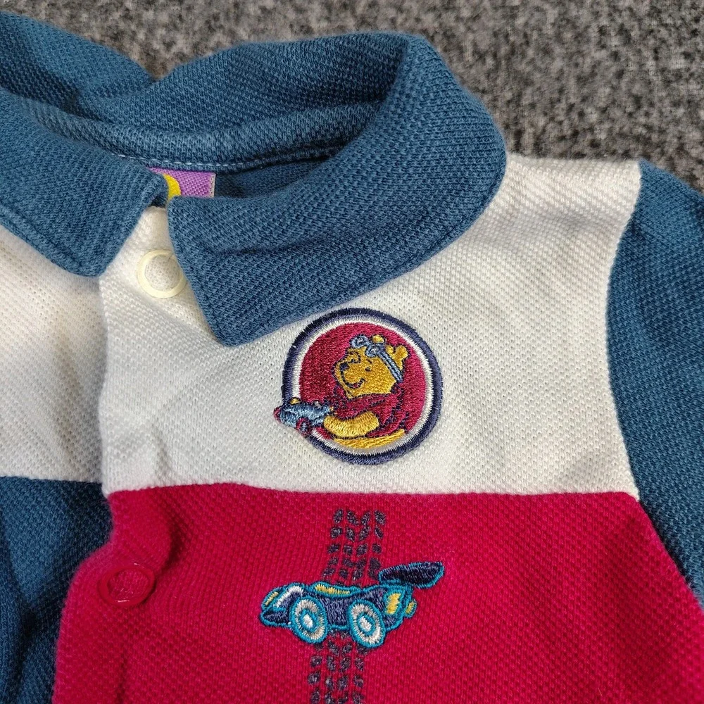 Vintage Disney Winnie the Pooh Racing one piece embroidered 0/3M